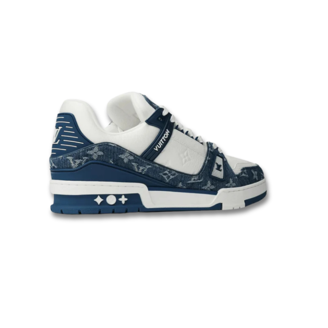 LV white/blue denim trainers