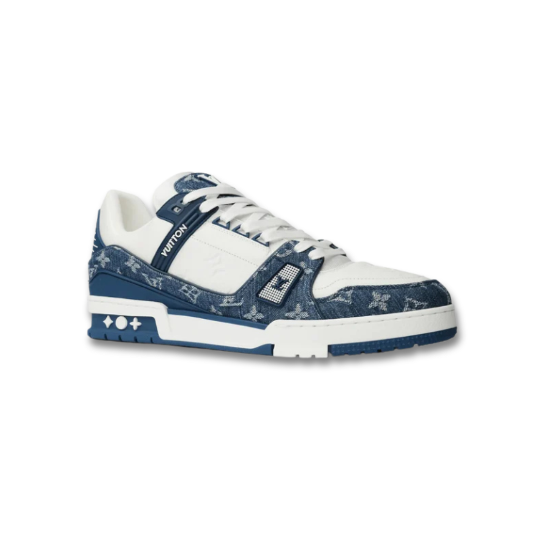 LV white/blue denim trainers