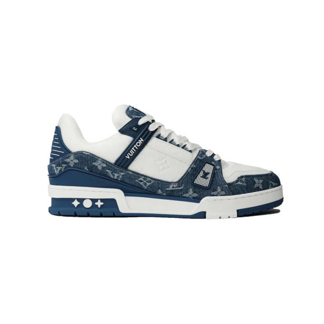 LV white/blue denim trainers