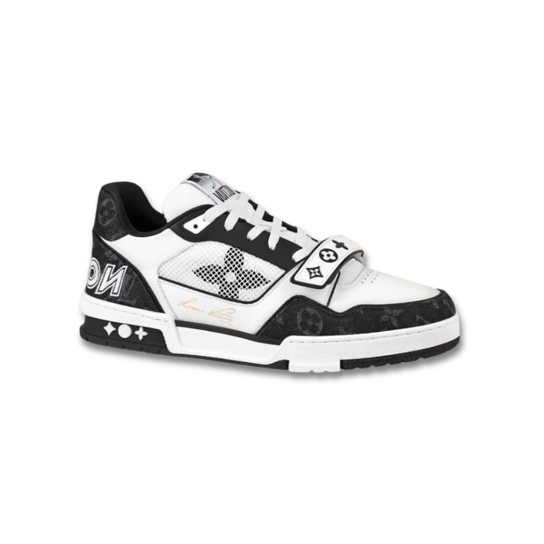 LV Trainer Velcro Strap Monogram Denim Black White