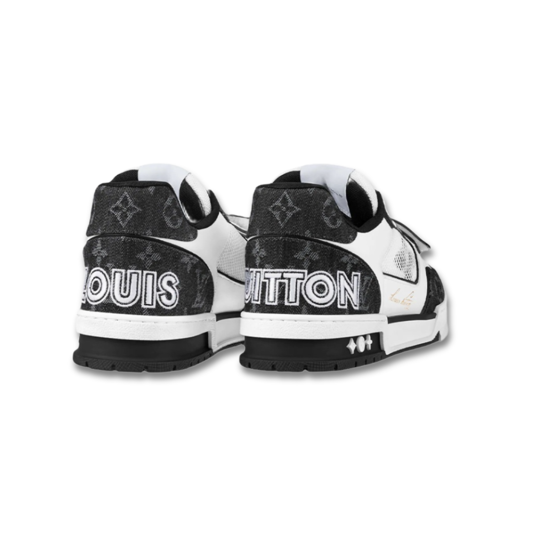 LV Trainer Velcro Strap Monogram Denim Black White