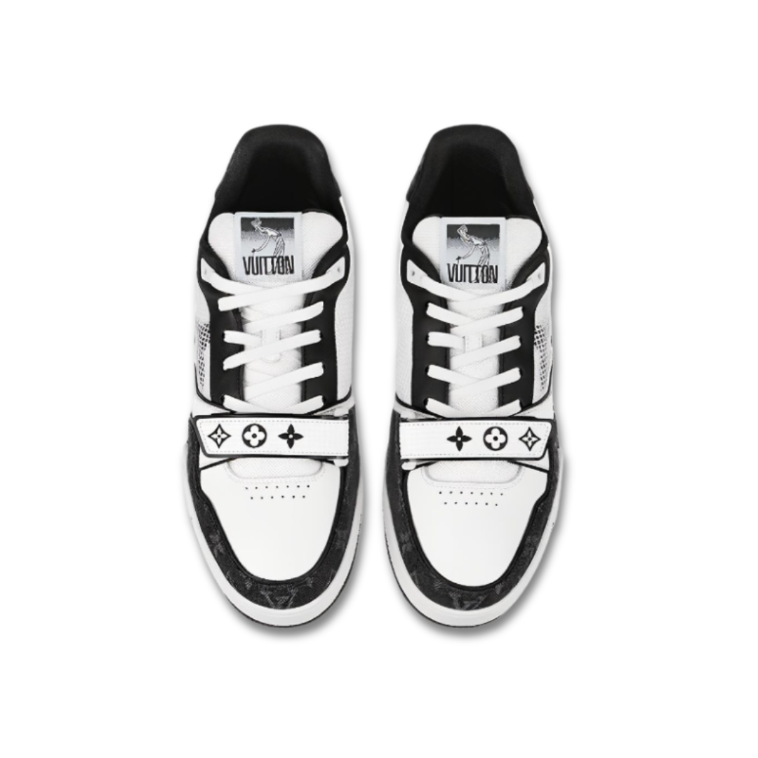 LV Trainer Velcro Strap Monogram Denim Black White